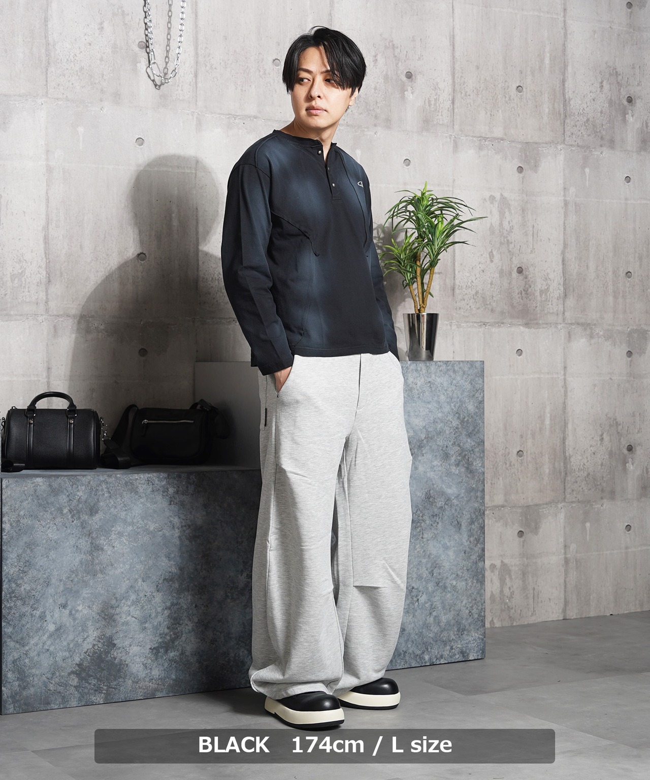 ◆スプレー加工 ブロッキング ロンT◆wi-023032