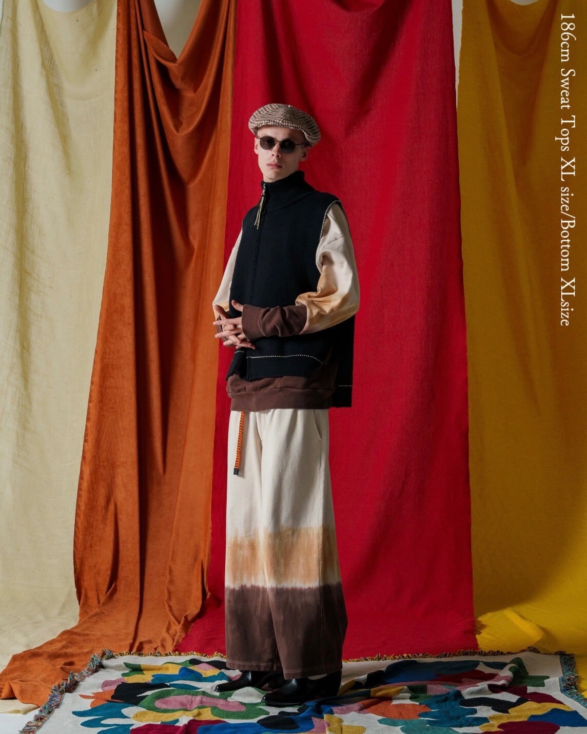 ラスト1点 | Fringe knit Vest - Orange | AMBERGLEAM