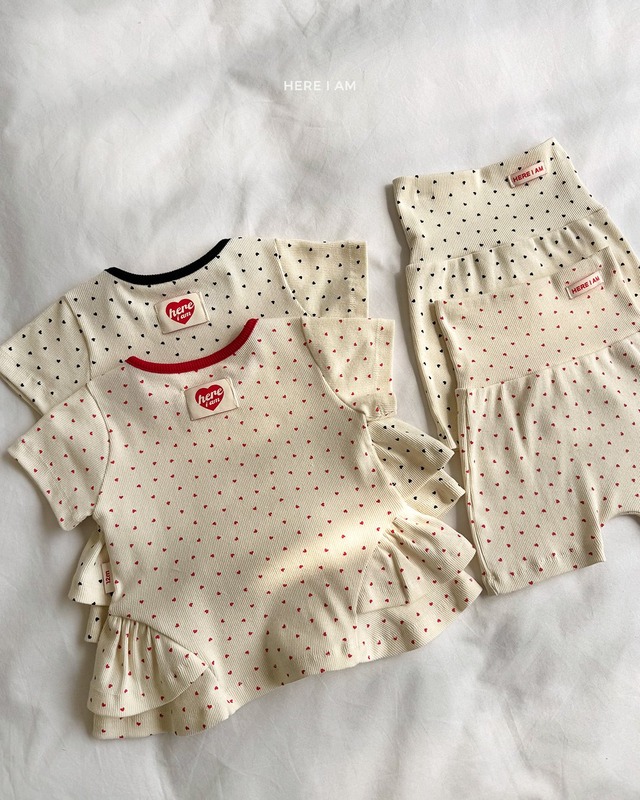 【取寄】here i am｜heart shirring roomwear｜ハートシャーリングルームウェア｜12M-120｜kids｜26 summer