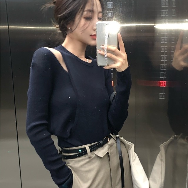 ニットセーター レディースオータムウィンタースタイルスタンダードシャツ トップス ロング レトロ 秋物 冬物 YY-ファッション93303485593