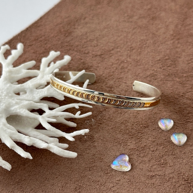 《Indian Jewelry 》Silver x Gold Coating コンビ スタンプワーク バングル