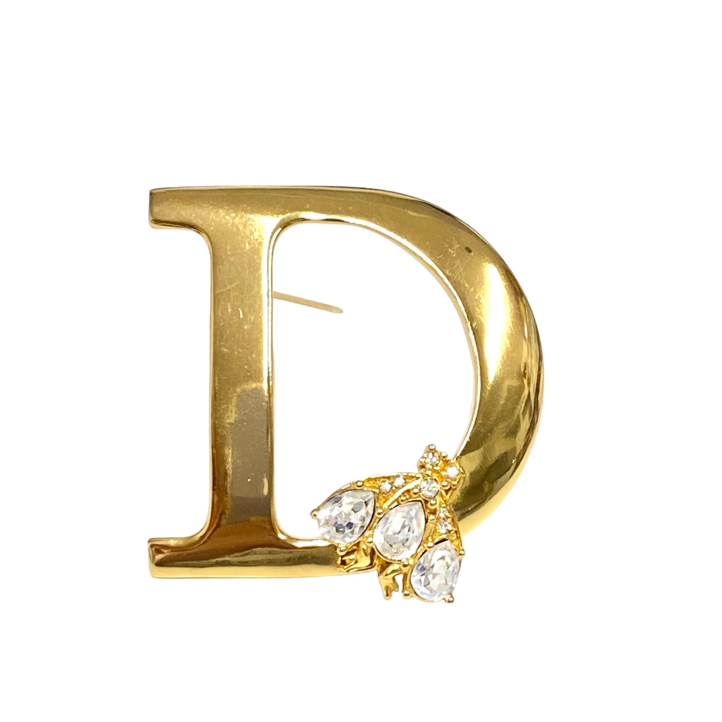Christian Dior ディオール ラインストーン ブローチ ゴールド