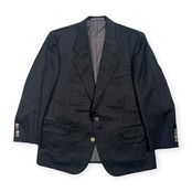 80s Christian Dior MONSIEUR クリスチャンディオール 刻印ボタン 2B テーラードジャケット 87-92-165/ダークグレー メンズ  ビンテージ