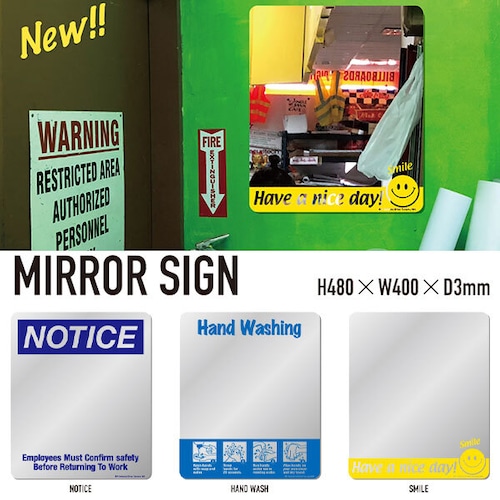 MIRROR SIGN ミラーサイン 3種類 鏡 看板 アクリル製 アメリカ 店舗 ガレージ