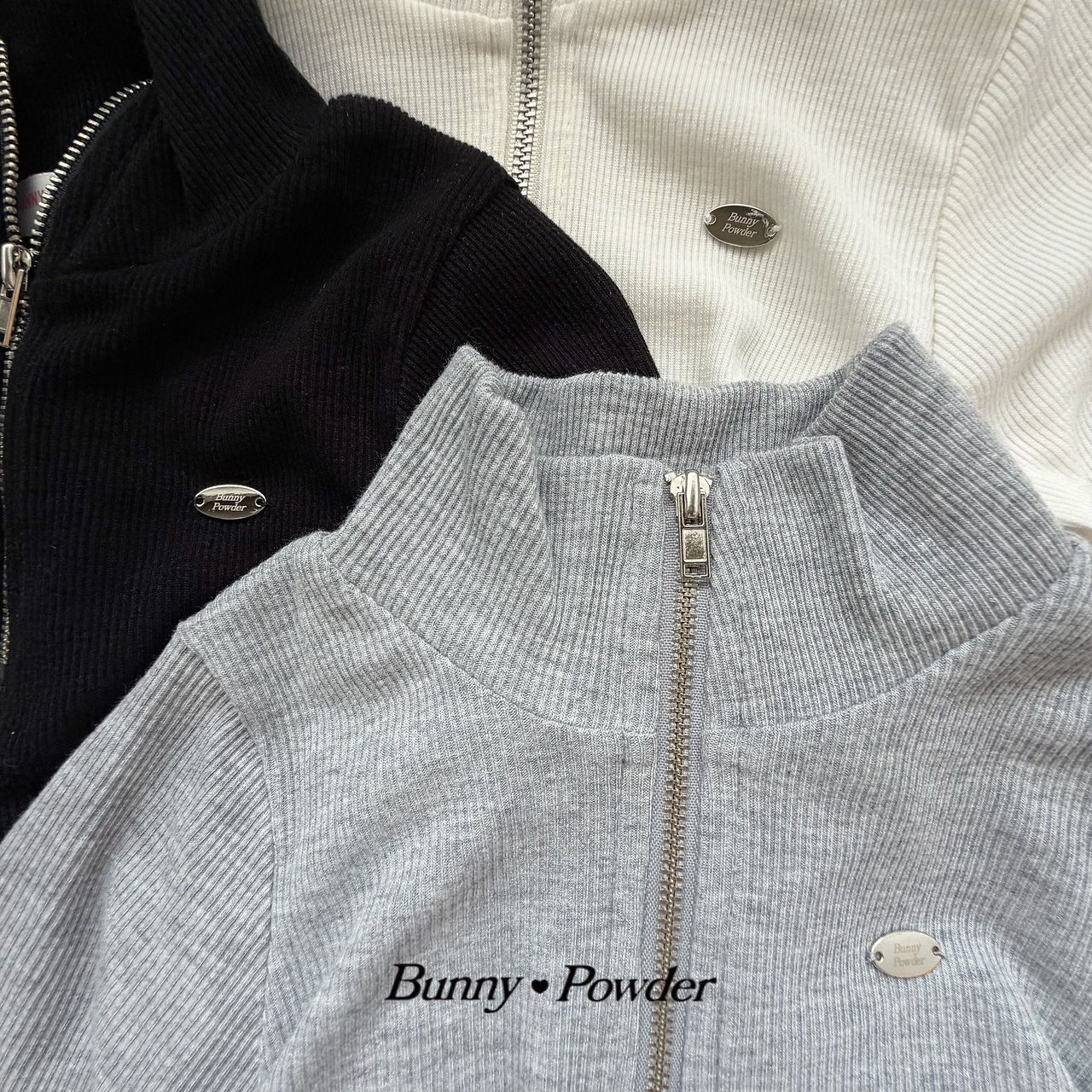 ivory S［即納］ any half zipup tee 26autumn/ bunny powder