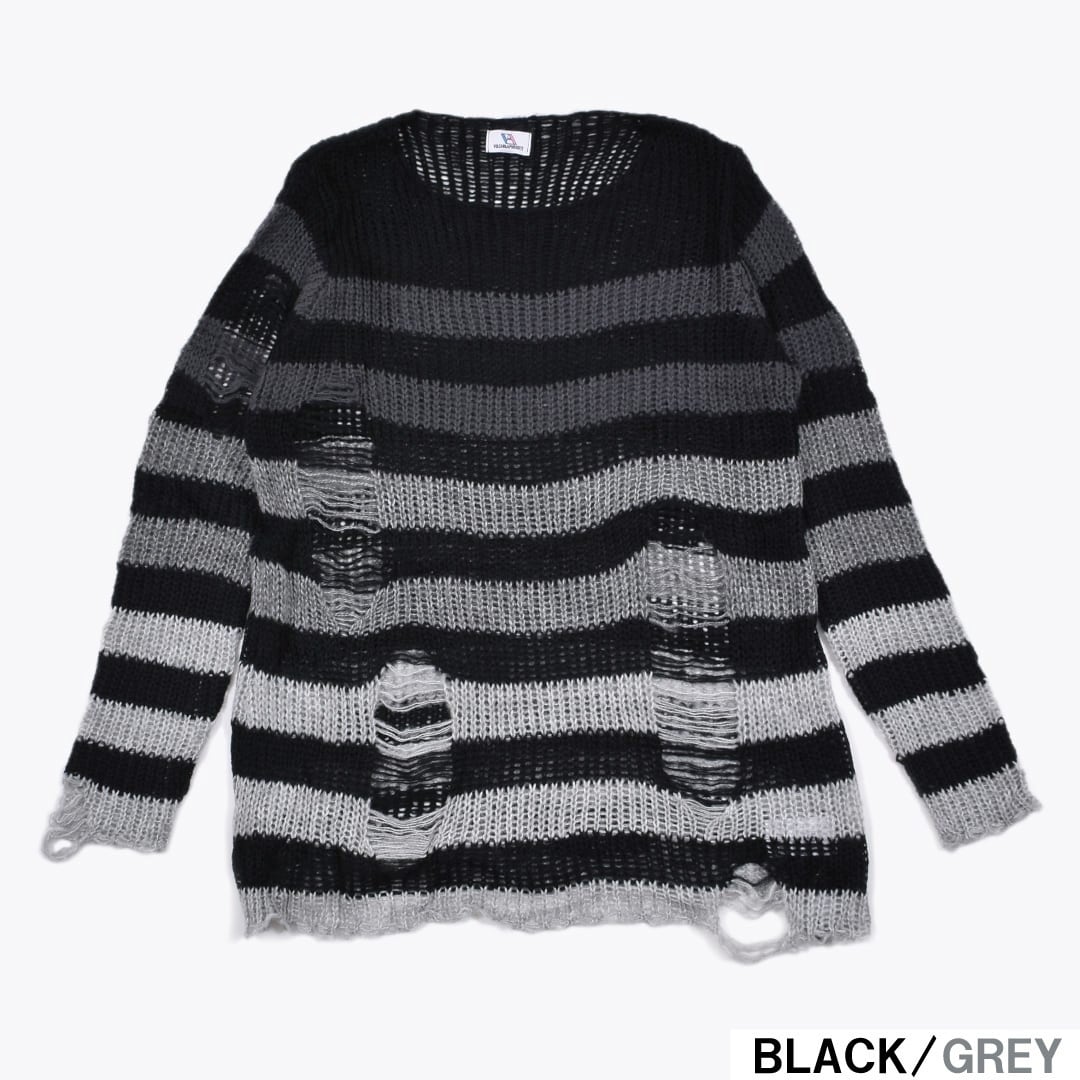 グラデ ボーダーダメージニット | VOLCAN&APHRODITE