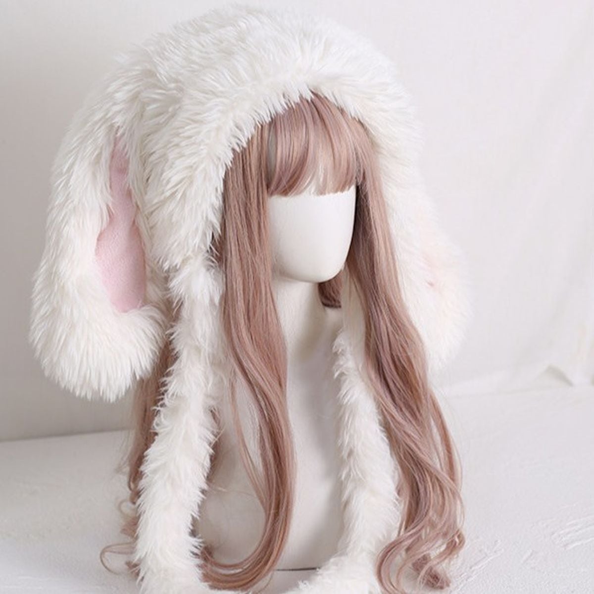 ホワイトボリュームファーの垂れ耳うさぎ帽子 | Maiden's Rêve