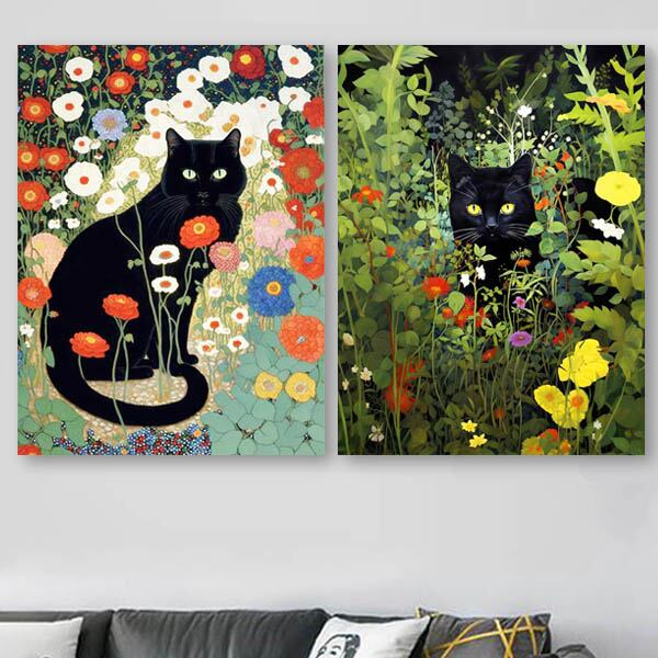 原画#3495 黒猫　雨　パリ　花　水彩画　ドローイング　インテリア　絵　アート 原画#3495 黒猫 雨 パリ 花 水彩画 ドローイング インテリア 絵 アート