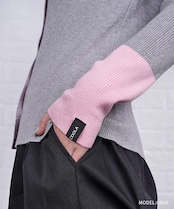 【直営店限定ITEM】バイカラーVネックニットカーディガン (GRAY) CQ-47122H