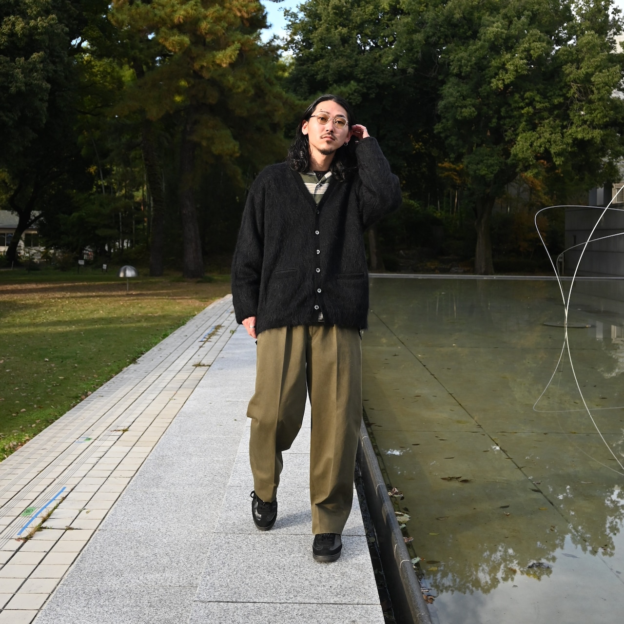 INTERIM(インテリム)KID MOHAIR ALPACA SHAGGY CARDIGANスタイル