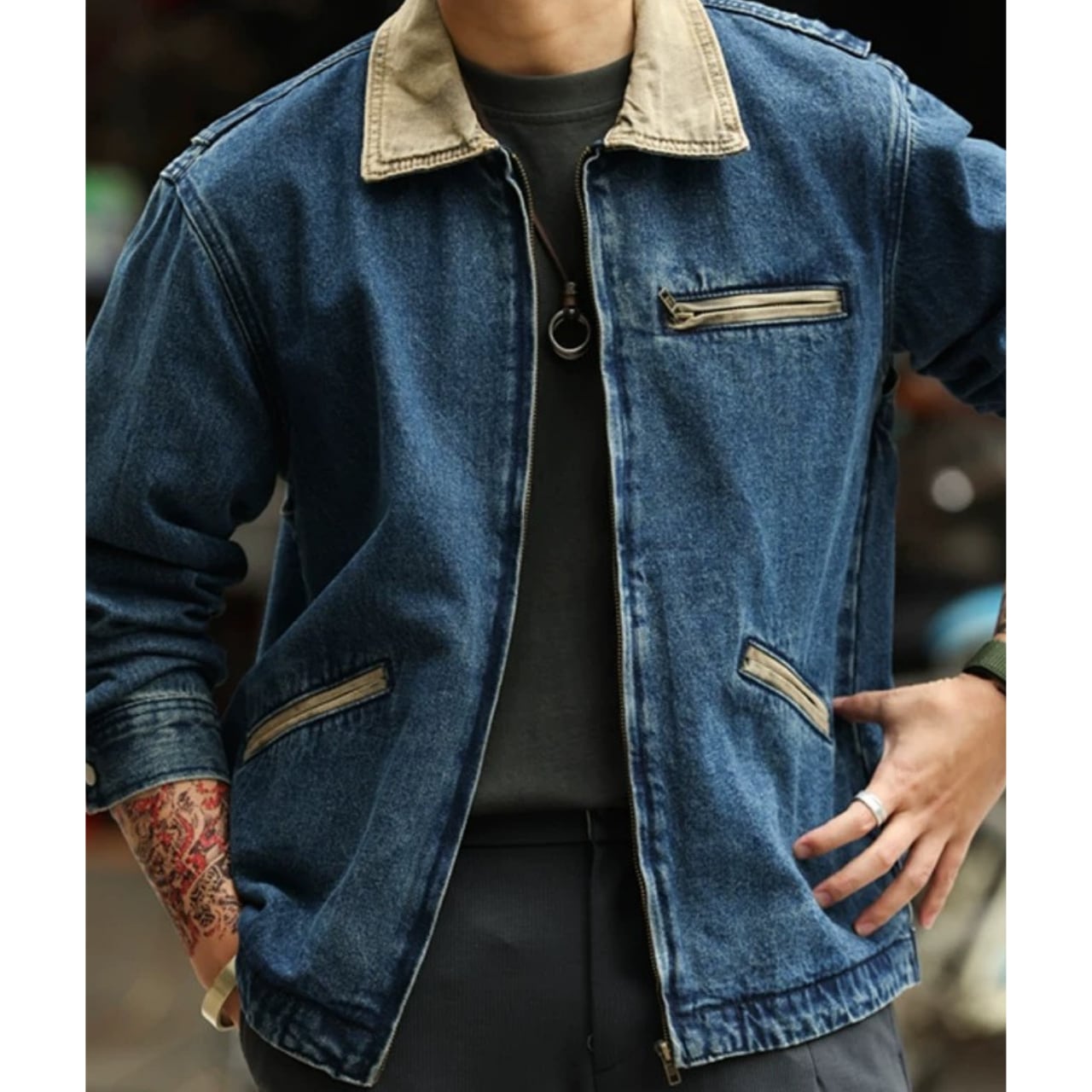 ワークジャケット 胸ポケット付き デニムジャケット 00230