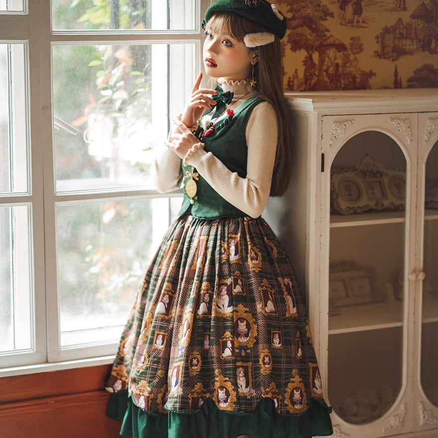 ゴスロリ通販 With U 森ガール ベスト バック編み上げ ベルベット