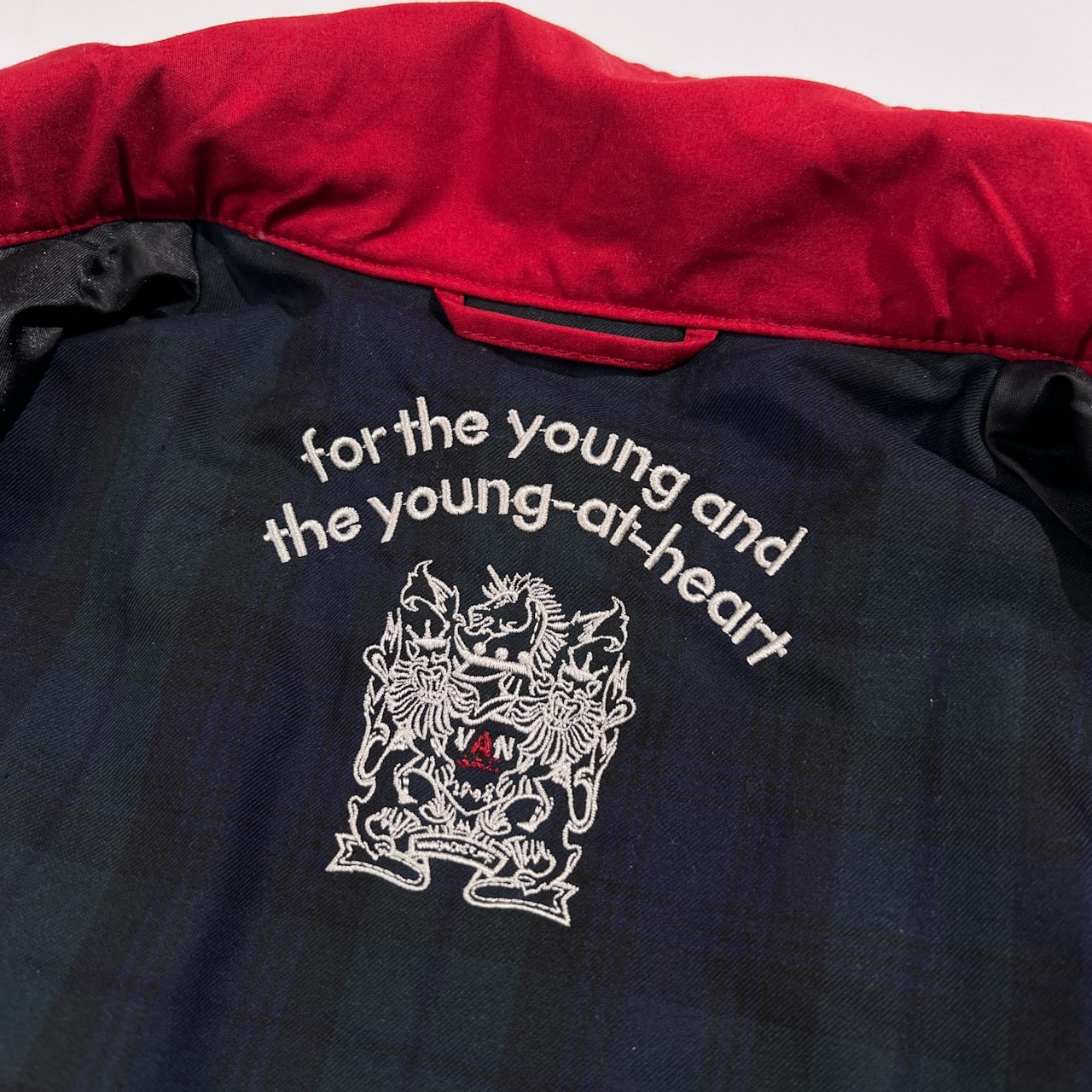 VAN JAC ヴァンヂャケット ロゴ刺繍 裏ブラックウォッチ スイングトップ ドリズラー ジャケット サイズ M /レッド/メンズ