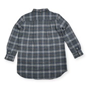 美品 Mademoiselle NON NON マドモアゼルノンノン チェック柄 長袖 ロング ネルシャツ チュニック サイズ 38 M /グレー×ブルー/パパス/日本製