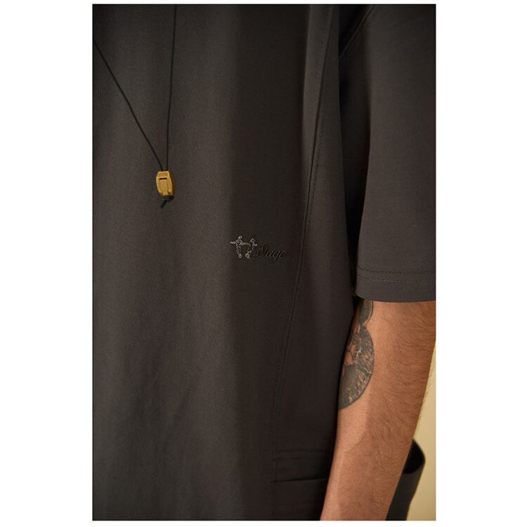 ★EMBROIDERED BOTH SIDE POCKETS LOOSE T-SHIRT　　　A0542