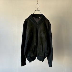 Faux suede knit blouson