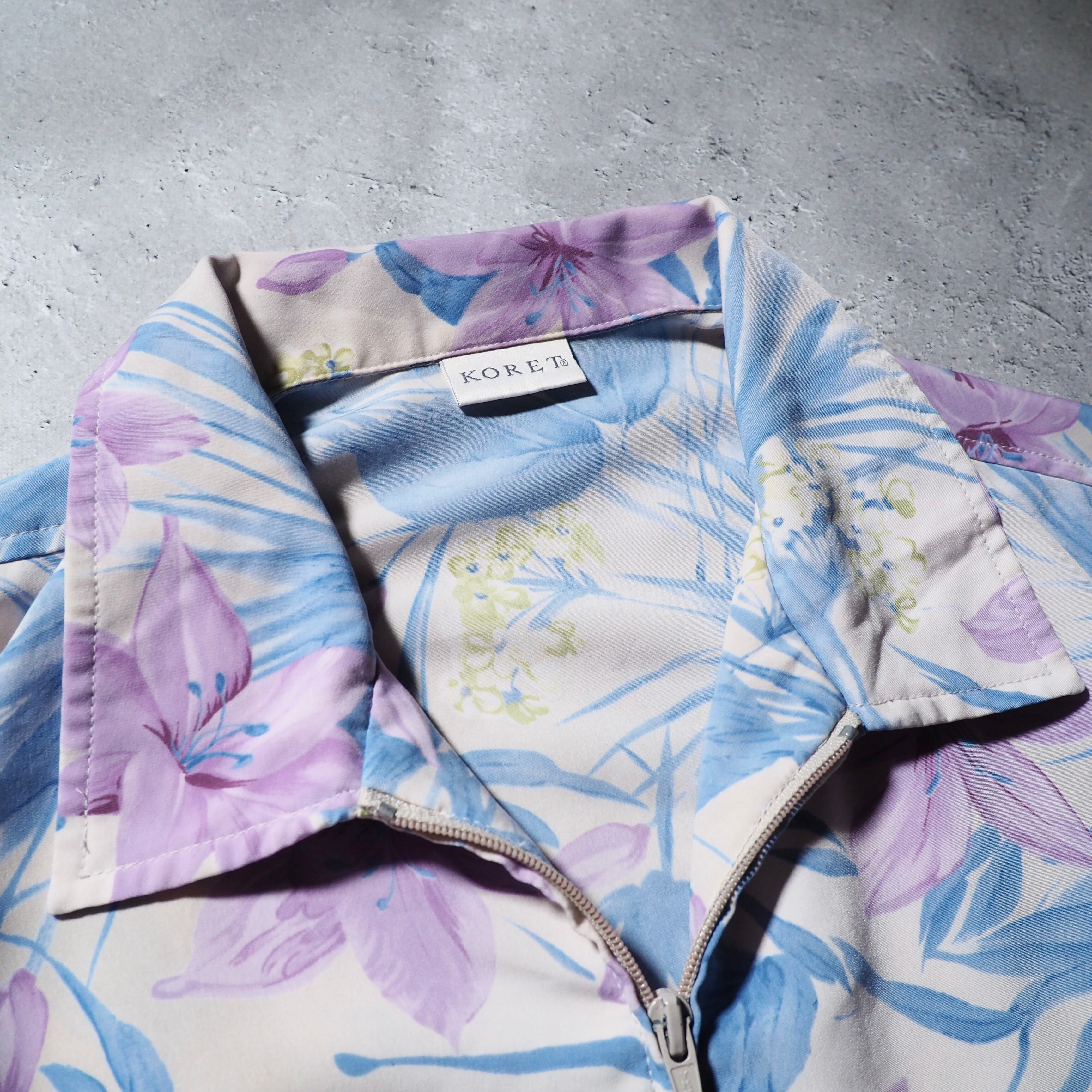 1990s Beautiful watercolor flower painted vintage loose Blouson