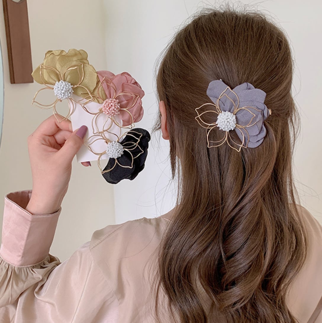 バンスクリップ マーガレット 花 ヘアクリップ 通販