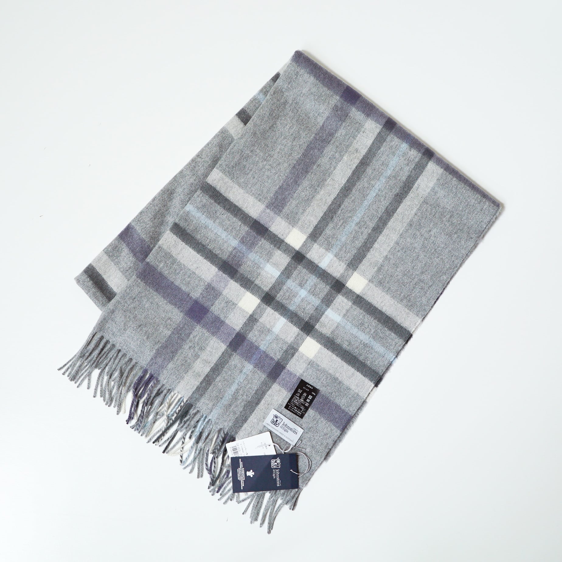 【国内正規品・新品】Johnstons カシミヤ大判ストール / GREY グレイWA56 AU4177 ジョンストンズ カシミア 100%