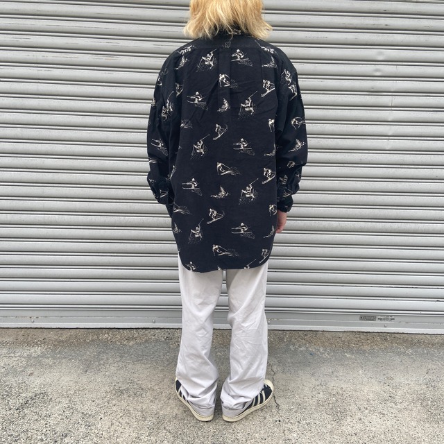 『送料無料』Ralph lauren 90s スキー柄シャツ BIGSHIRT シャモア