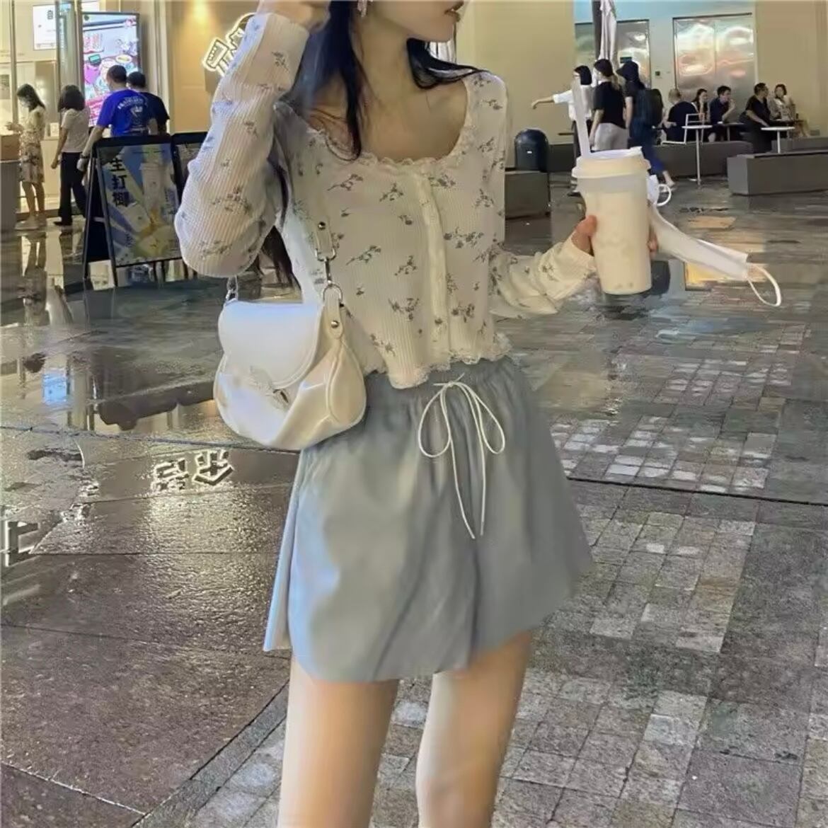 フラワーワッフルカーディガン