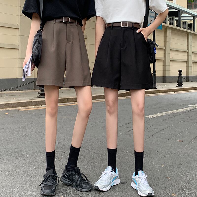 ブラックショーツ サマー薄手ハイウェストウェストルーズAラインパンツ 夏物 ブルマー 試着室51472706784