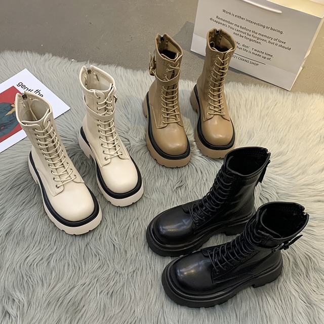 レッドブーツオータムスタンダードショート レトロ レース 靴 シューズ 秋物 レースアップ フェイクシューズ76127839711