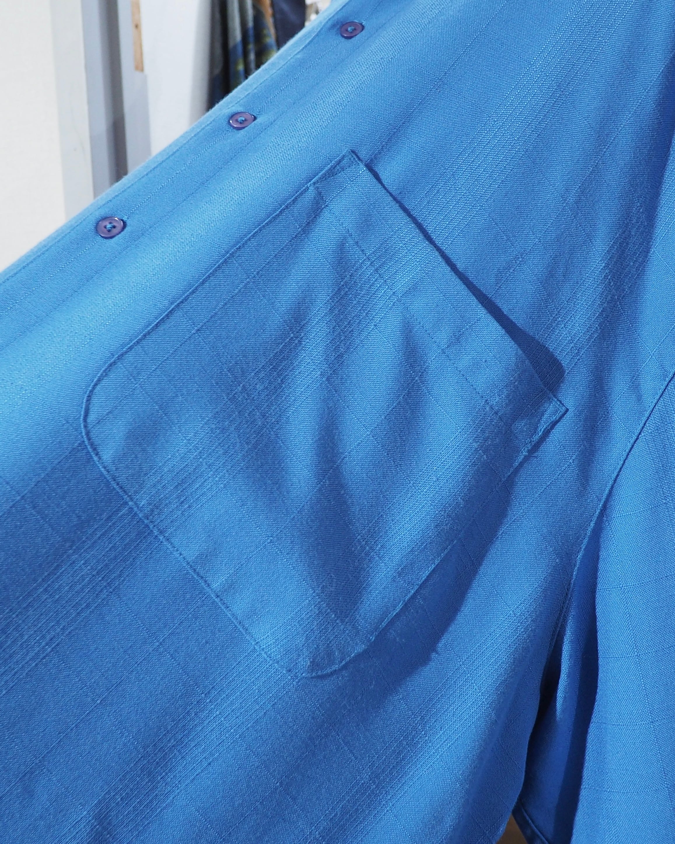 1990s " John Blair " Beautiful Light Blue color vintage Over silhouette No collar shirt
