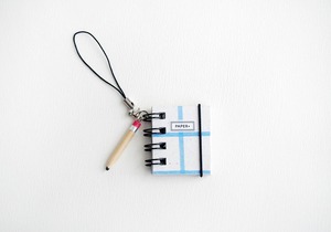 豆ノートキーホルダー／格子BLUE