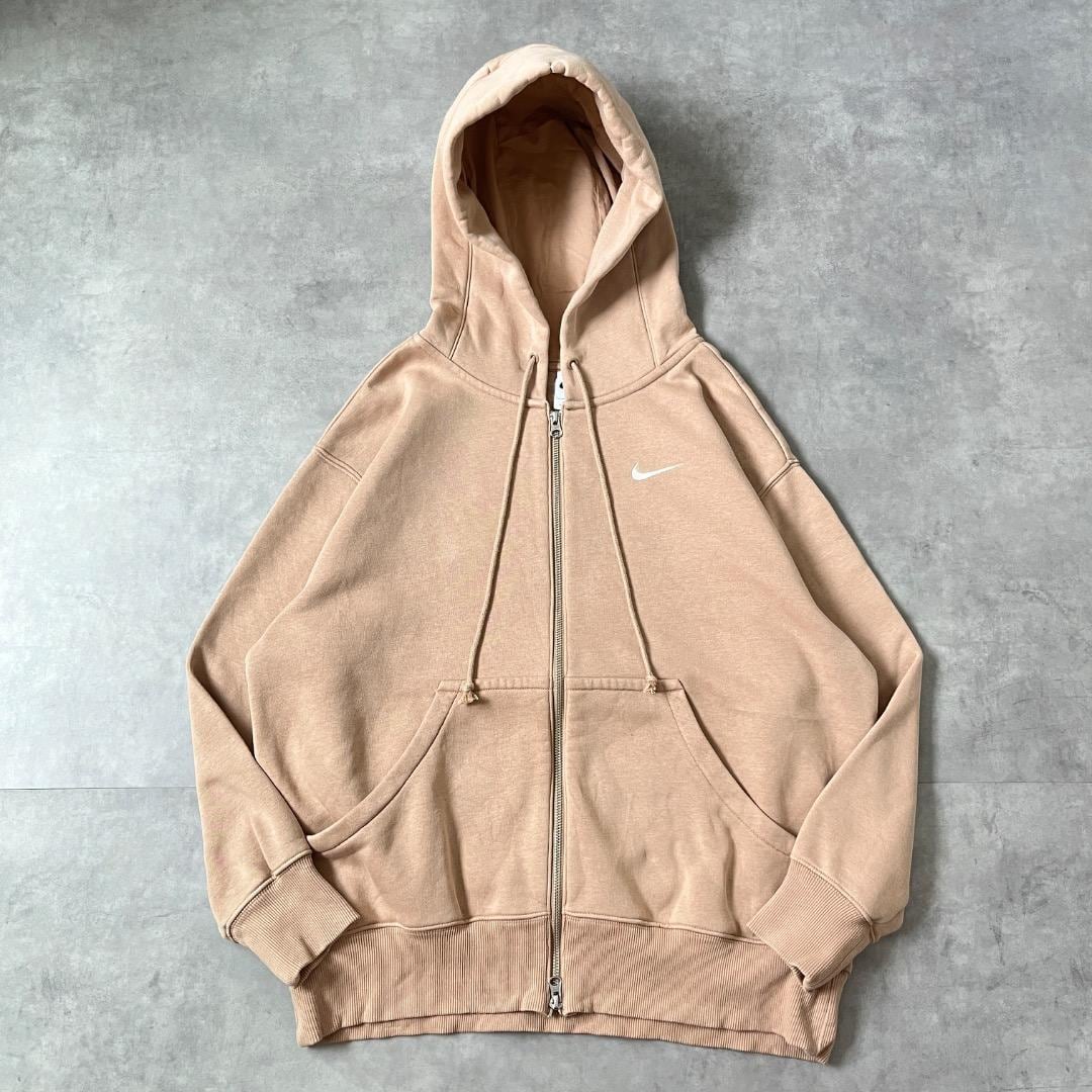 NIKE ナイキ ジップ パーカー 古着 刺繍 L ベージュ 17575