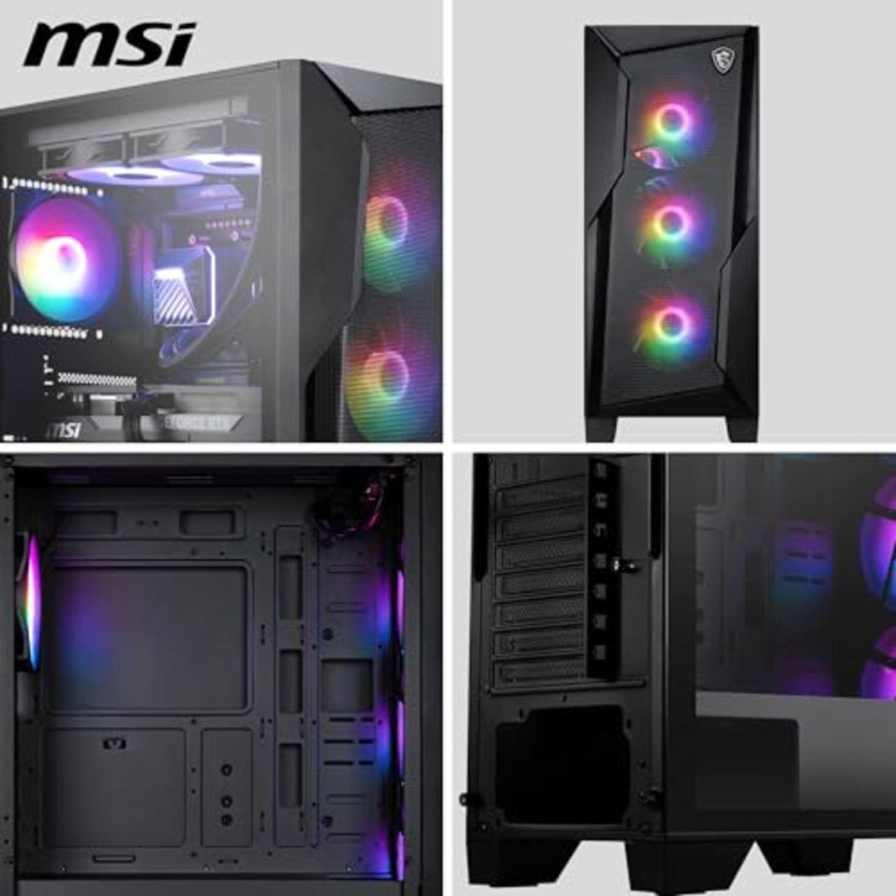MSI MAG FORGE 130A AIRFLOW PCケース ATX ミドルタワー 黒 RGB ファン4基付き 強化ガラスサイドパネル マグネット式ダストフィルター CS9324
