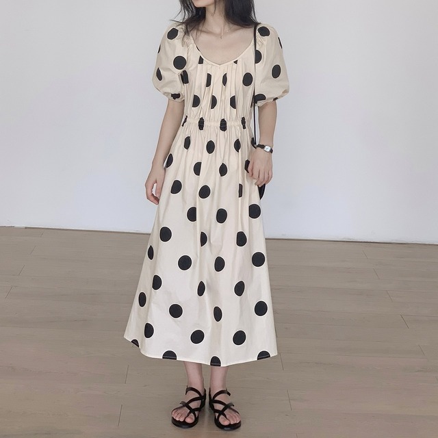 Dot Pattern Long Dress KRE1792