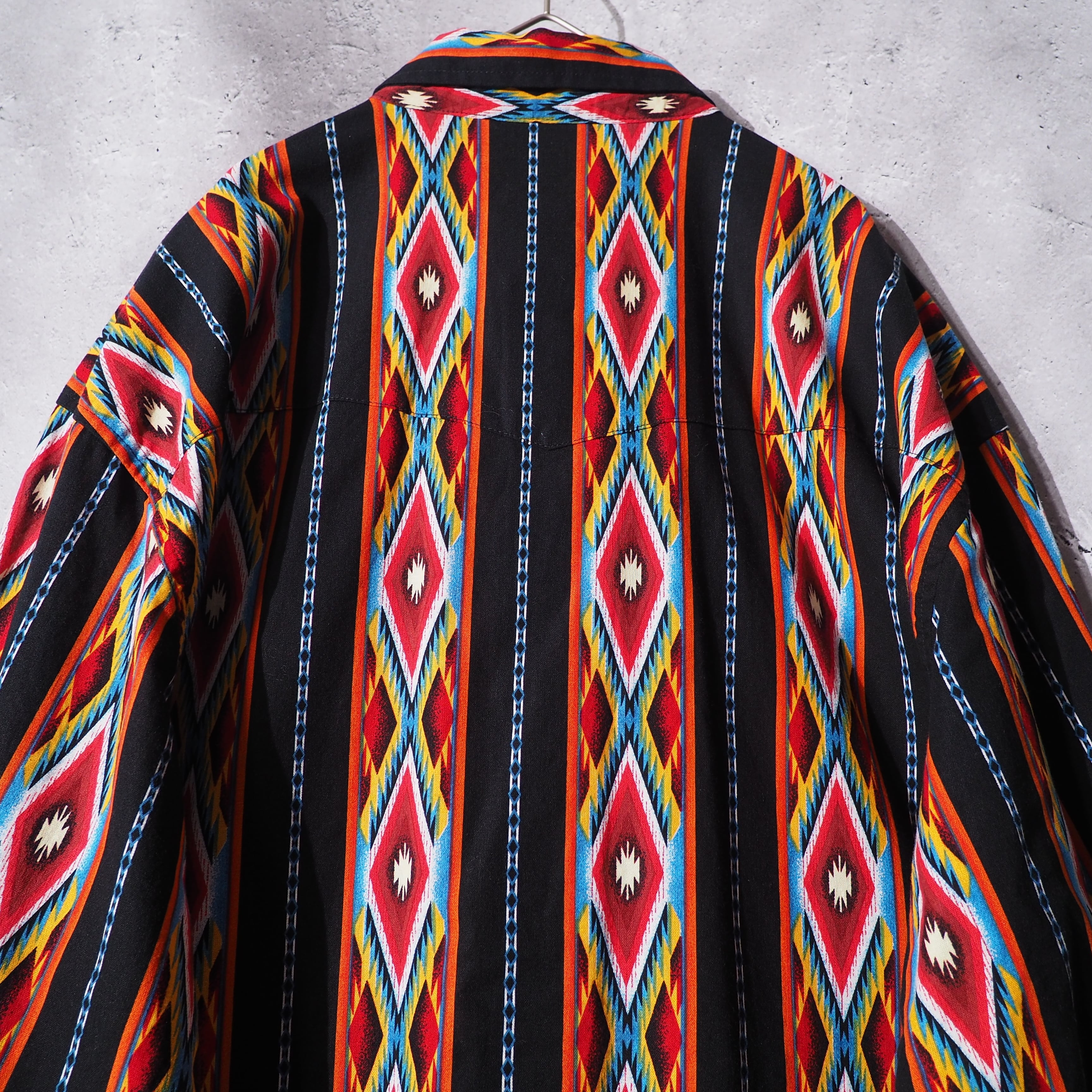 ” Wrangler ” ethnic stripe pattern vintage loose silhouette western shirt
