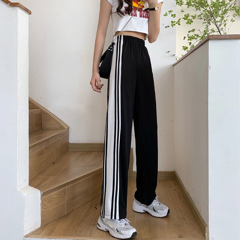 ブラックパンツ スプリングオータムルーズカジュアル薄手ワイドレッグ 春物 秋物 ワイドパンツ 試着室25905047367