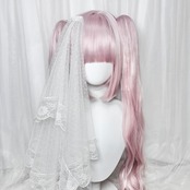 ♡【全5色】ヴェール別売り ぽんぽん付き ダブルリボン フリルレースヘッドドレス red ♡