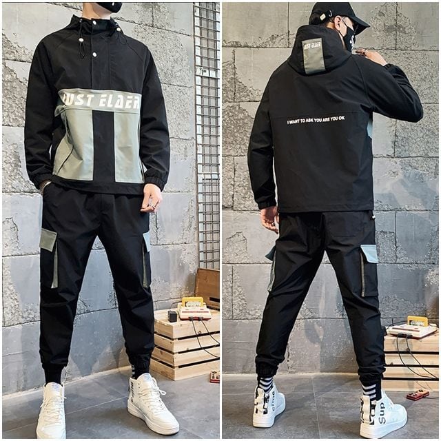 【予約販売】メンズ セットアップ 上下 ブラック オフホワイト フード付き ダンス 部屋着 長袖 防寒 ジム スポーツウエア カジュアル 秋冬 大きいサイズ M/L/XL/2XL/3XL