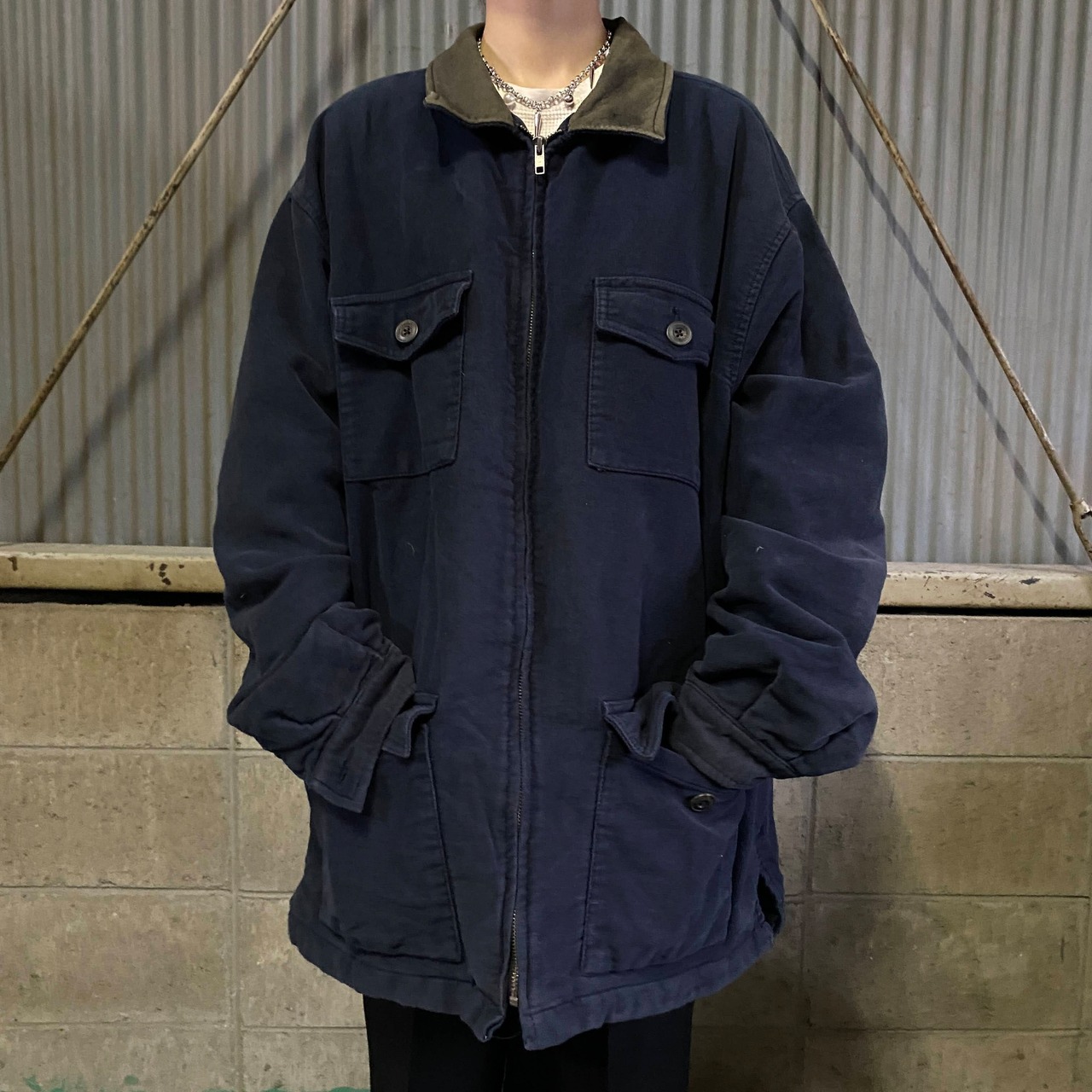 OLD GAP オールドギャップ キルティングライナー ジャケット 襟レザー 