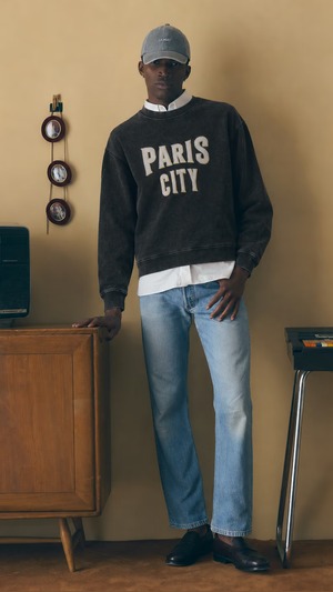MAISON LABICHE -"Paris City" ledru sweatshirt- :CARBON WASHED,