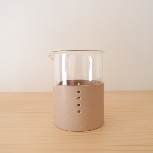 【受注生産】BOROSIL ビーカー 500 ブランク leather cover set（グレー）