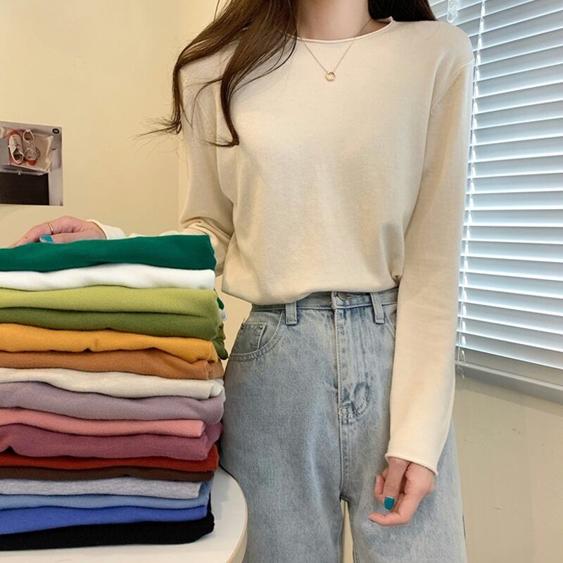 カラープルオーバー セーター スプリングオータムシャツ トップス 春物 秋物 スーパーモール80494974981