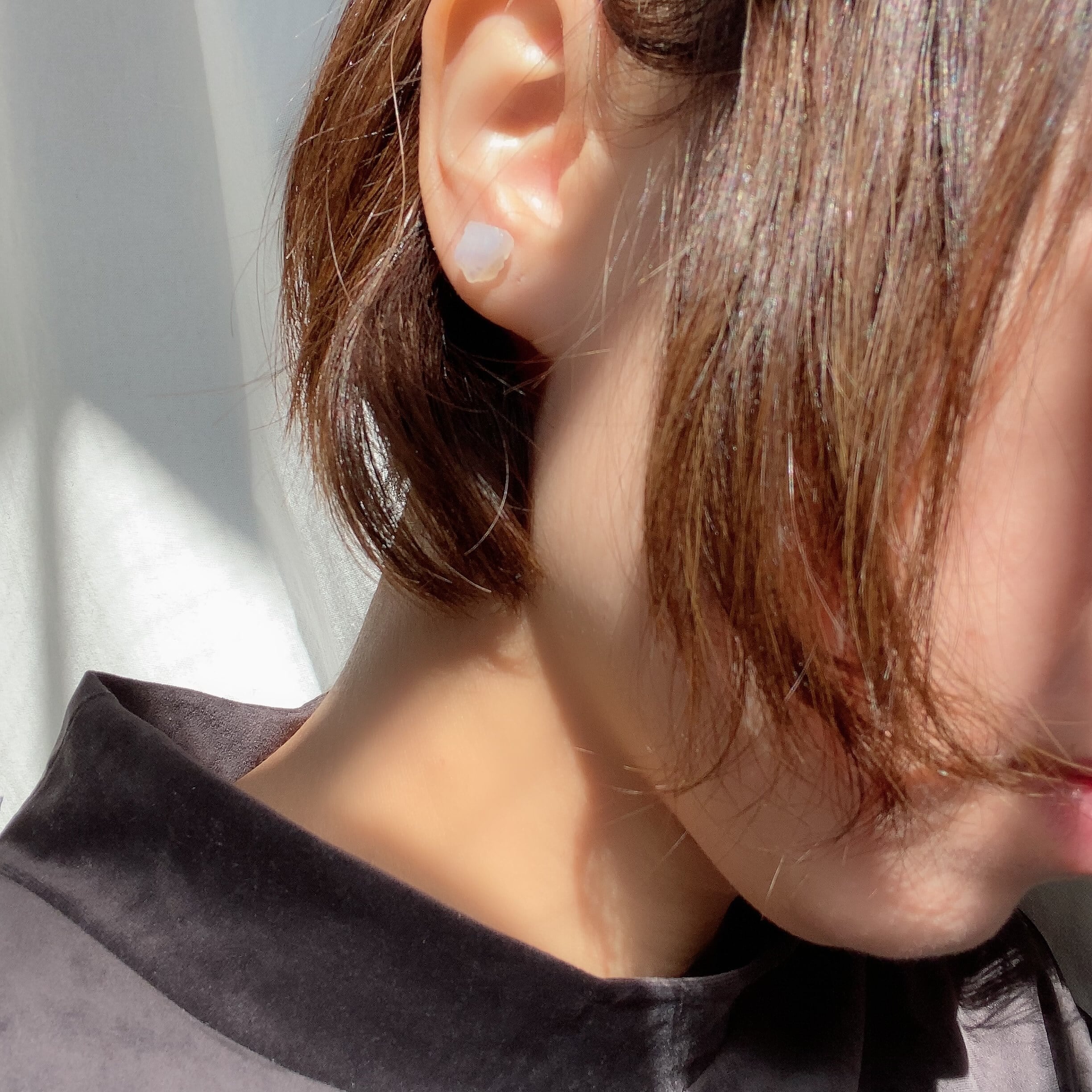 ムーンストーン 原石ピアス / イヤリング 【金具選択可 石おまかせ