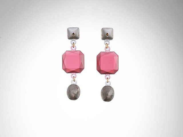 Crown Earrings Triple   Pink  /  CORSARI JEWELS