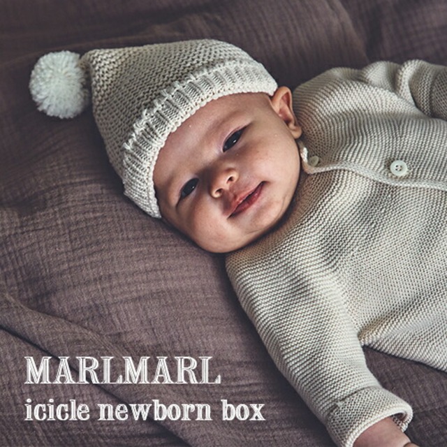 【日本製／全2種】MARLMARL マールマール：アイシクル ニューボーンボックス icicle newborn box［ラッピング無料］新生児全身コーデセット／ニット帽／カーディガン／ニットパンツ／ギフトボックス／タイムカプセル／出産祝い／ベビー／ギフト／プレゼント_2