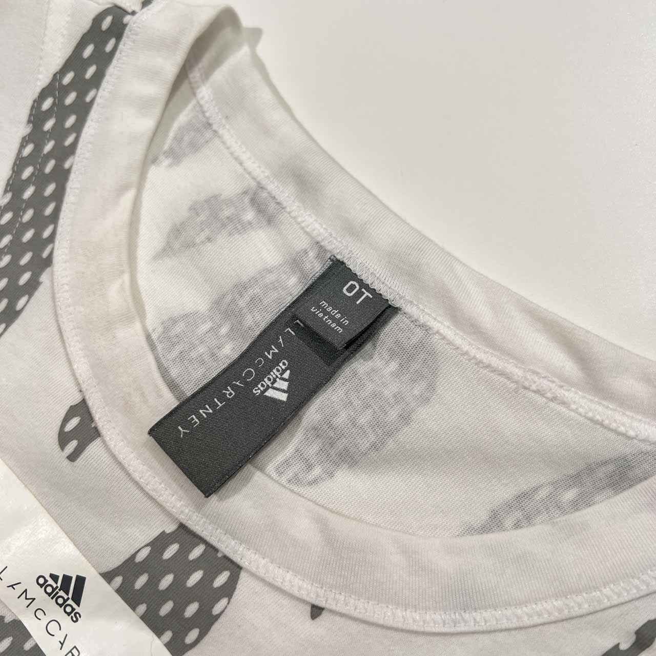 adidas ステラ マッカートニー Stella McCartney 総柄 半袖 Tシャツ カットソー サイズ OT /ホワイト×グレー