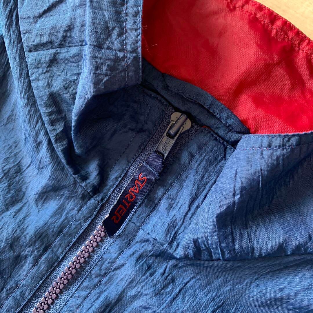 スターター ナイロンジャケット ネイビー/ブルー 刺繍ロゴ 90s