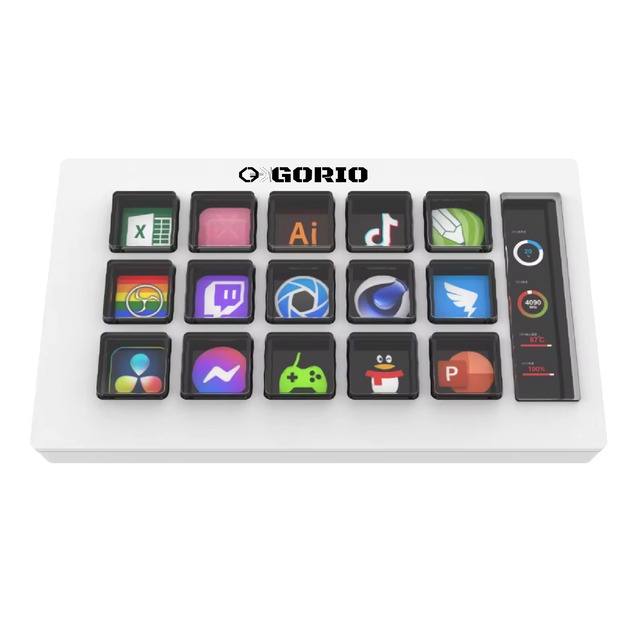 【GORIO】Short Cuts Pro - V2 (ホワイト) カスタムショートカットデバイス 対応アプリケーション200種+(Photoshop、AI、OBS、Twitch、YouTube、Twitter、Spotify、Discord)