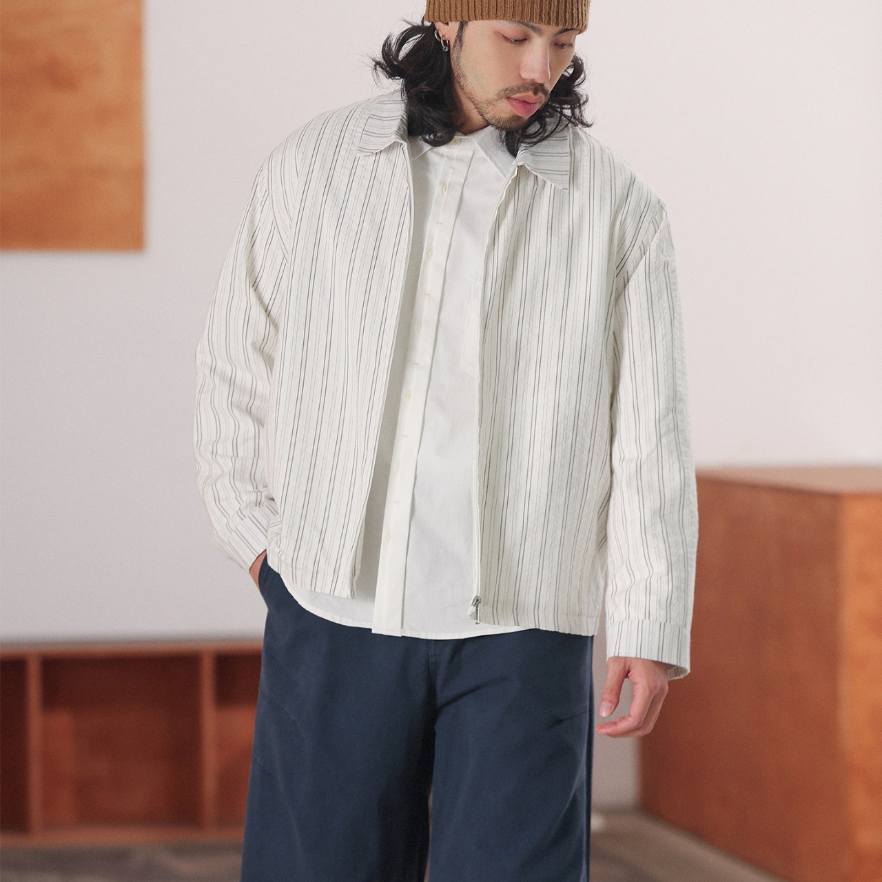 レイヤーストライプ・コットンシャツ A2070 - 1