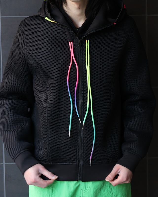 Mesh zip-up hoodie
