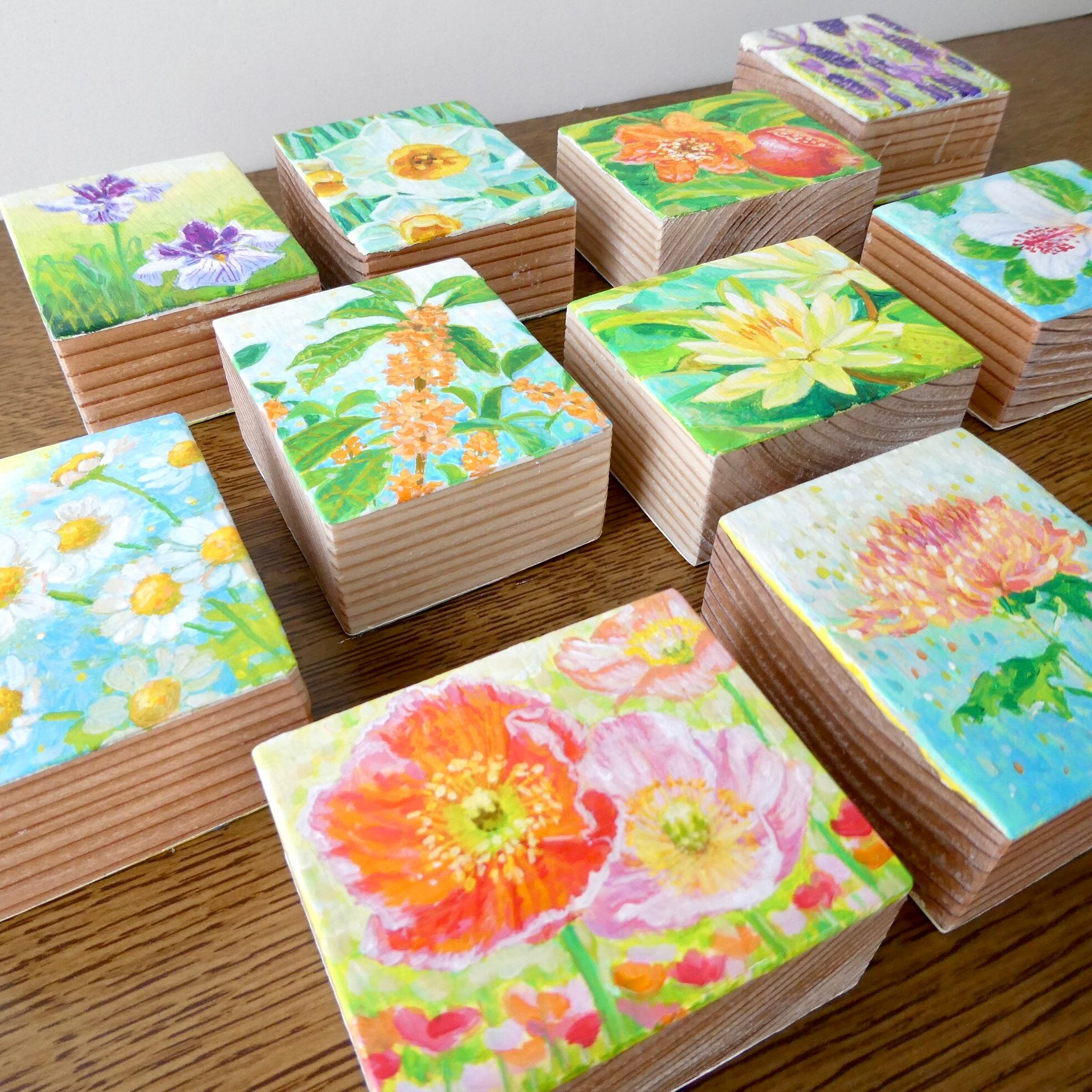 花だより ザクロ）積める絵画 花つみき （pomegranate）Painting