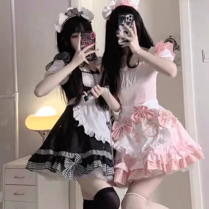 ロリータファッション通販 SEASONZ メイド服 4点セット チェック ロリータファッション通販 SEASONZ メイド服 4点セット チェック